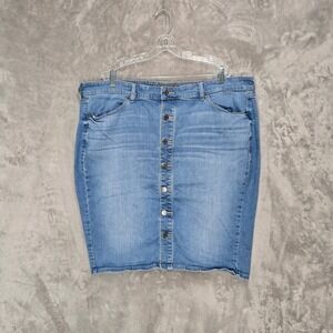 Torrid Womens Blue Denim Button Front Knee Length Jean Skirt Plus Sz 18 Curvy